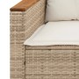 Sofá de jardín de 3 plazas con cojines ratán sintético beige de , Sofás de exterior - Ref: Foro24-365831, Precio: 212,45 €, D...