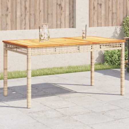 Mesa de jardín ratán sintético madera acacia beige 140x80x75 cm de , Mesas de jardín - Ref: Foro24-366278, Precio: 140,17 €, ...