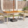 Mesa de jardín ratán sintético madera acacia beige 140x80x75 cm de , Mesas de jardín - Ref: Foro24-366278, Precio: 140,17 €, ...