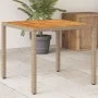 Mesa de jardín de ratán PE y madera acacia beige 90x90x75 cm de , Mesas de jardín - Ref: Foro24-368124, Precio: 113,21 €, Des...
