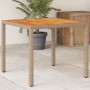 Mesa de jardín de ratán PE y madera acacia beige 90x90x75 cm de , Mesas de jardín - Ref: Foro24-368124, Precio: 107,87 €, Des...
