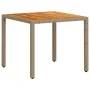 Mesa de jardín de ratán PE y madera acacia beige 90x90x75 cm de , Mesas de jardín - Ref: Foro24-368124, Precio: 113,21 €, Des...