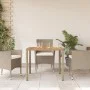 Mesa de jardín de ratán PE y madera acacia beige 90x90x75 cm de , Mesas de jardín - Ref: Foro24-368124, Precio: 113,21 €, Des...
