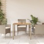 Mesa de jardín de ratán PE y madera acacia beige 90x90x75 cm de , Mesas de jardín - Ref: Foro24-368124, Precio: 107,87 €, Des...