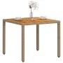 Mesa de jardín de ratán PE y madera acacia beige 90x90x75 cm de , Mesas de jardín - Ref: Foro24-368124, Precio: 113,21 €, Des...