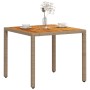 Mesa de jardín de ratán PE y madera acacia beige 90x90x75 cm de , Mesas de jardín - Ref: Foro24-368124, Precio: 107,87 €, Des...