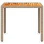 Mesa de jardín de ratán PE y madera acacia beige 90x90x75 cm de , Mesas de jardín - Ref: Foro24-368124, Precio: 113,21 €, Des...