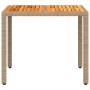 Mesa de jardín de ratán PE y madera acacia beige 90x90x75 cm de , Mesas de jardín - Ref: Foro24-368124, Precio: 107,87 €, Des...
