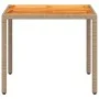 Mesa de jardín de ratán PE y madera acacia beige 90x90x75 cm de , Mesas de jardín - Ref: Foro24-368124, Precio: 113,21 €, Des...
