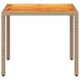 Mesa de jardín de ratán PE y madera acacia beige 90x90x75 cm de , Mesas de jardín - Ref: Foro24-368124, Precio: 107,87 €, Des...