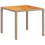 Mesa de jardín de ratán PE y madera acacia beige 90x90x75 cm de , Mesas de jardín - Ref: Foro24-368124, Precio: 107,87 €, Des...
