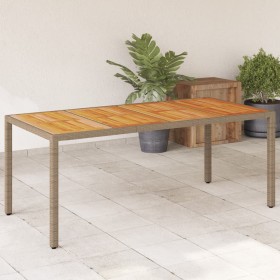 Mesa de jardín ratán PE beige y madera de acacia 190x90x75 cm de , Mesas de jardín - Ref: Foro24-368130, Precio: 191,98 €, De...