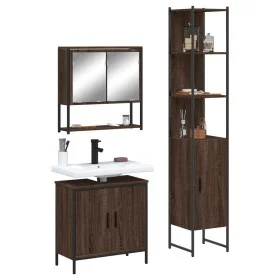Set de muebles baño 3 pzas madera contrachapada roble marrón de , Muebles de baño - Ref: Foro24-3214684, Precio: 181,46 €, De...
