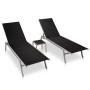 Tumbonas con mesitas 2 uds acero y textileno negro de vidaXL, Tumbonas - Ref: Foro24-48012, Precio: 180,39 €, Descuento: %