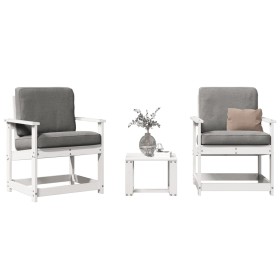 Juego de muebles de jardín 3 pzas madera maciza de pino blanco de , Sillas de jardín - Ref: Foro24-832631, Precio: 117,14 €, ...