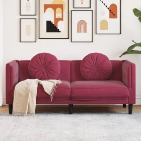 Sofá de 2 plazas con cojines terciopelo rojo tinto de , Sofás - Ref: Foro24-372636, Precio: 239,73 €, Descuento: %