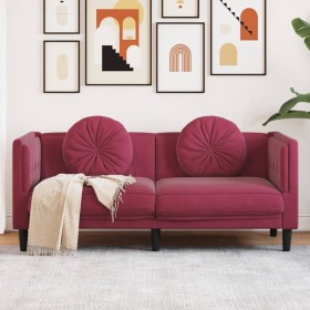 Sofá de 2 plazas con cojines terciopelo rojo tinto de , Sofás - Ref: Foro24-372636, Precio: 243,34 €, Descuento: %