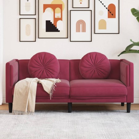 Sofá de 2 plazas con cojines terciopelo rojo tinto de , Sofás - Ref: Foro24-372636, Precio: 243,34 €, Descuento: %