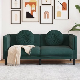 Sofá con cojines 2 plazas terciopelo verde oscuro de , Sofás - Ref: Foro24-372634, Precio: 241,24 €, Descuento: %