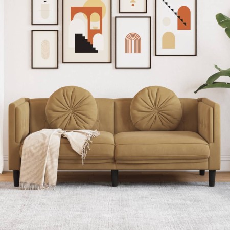 Sofá con cojines 2 plazas terciopelo marrón de , Sofás - Ref: Foro24-372641, Precio: 226,54 €, Descuento: %