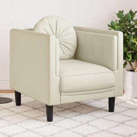 Sillón con cojín terciopelo color crema de , Sofás - Ref: Foro24-372629, Precio: 189,98 €, Descuento: %