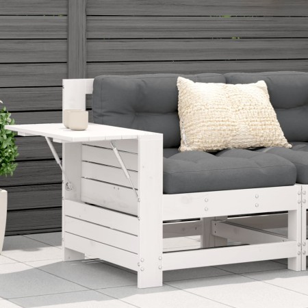 Sofá de jardín con reposabrazo mesa auxiliar madera pino blanco de , Sofás de exterior - Ref: Foro24-844879, Precio: 74,17 €,...