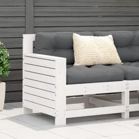 Sofá jardín con reposabrazos y cojín madera maciza pino blanco de , Sofás de exterior - Ref: Foro24-844921, Precio: 96,16 €, ...