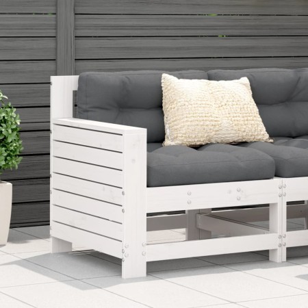 Sofá jardín con reposabrazos y cojín madera maciza pino blanco de , Sofás de exterior - Ref: Foro24-844921, Precio: 97,37 €, ...