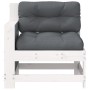 Sofá jardín con reposabrazos y cojín madera maciza pino blanco de , Sofás de exterior - Ref: Foro24-844921, Precio: 97,37 €, ...