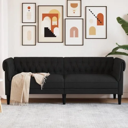 Sofá Chesterfield de 3 plazas tela negro de , Sofás - Ref: Foro24-372558, Precio: 318,64 €, Descuento: %
