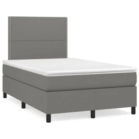 Cama box spring con colchón y LED tela marrón oscuro 120x190 cm de , Camas y somieres - Ref: Foro24-3270191, Precio: 411,68 €...