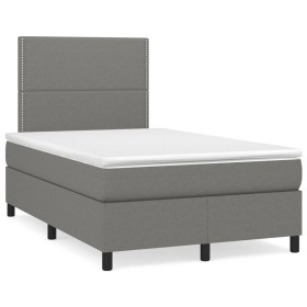 Cama box spring con colchón y LED tela marrón oscuro 120x190 cm de , Camas y somieres - Ref: Foro24-3270191, Precio: 388,95 €...