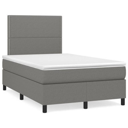 Cama box spring con colchón y LED tela marrón oscuro 120x190 cm de , Camas y somieres - Ref: Foro24-3270191, Precio: 388,95 €...