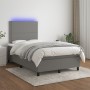 Cama box spring con colchón y LED tela marrón oscuro 120x190 cm de , Camas y somieres - Ref: Foro24-3270191, Precio: 388,95 €...