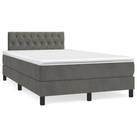 Cama box spring colchón y LED terciopelo gris oscuro 120x190 cm de , Camas y somieres - Ref: Foro24-3270172, Precio: 381,89 €...