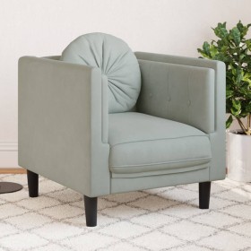 Sillón con cojín terciopelo gris claro de , Sofás - Ref: Foro24-372622, Precio: 138,47 €, Descuento: %