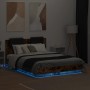 Estructura cama con cabecero luces LED roble ahumado 120x190 cm de , Camas y somieres - Ref: Foro24-3210056, Precio: 178,92 €...