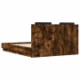 Estructura cama con cabecero luces LED roble ahumado 120x190 cm de , Camas y somieres - Ref: Foro24-3210056, Precio: 178,92 €...