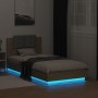 Estructura de cama cabecero luces LED roble Sonoma 90x190 cm de , Camas y somieres - Ref: Foro24-3210061, Precio: 161,85 €, D...