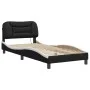 Bed frame with LED synthetic leather black white 80x200 cm by , Beds and slatted bases - Ref: Foro24-3213897, Price: 133,80 €...