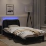 Estructura cama con LED cuero sintético negro blanco 80x200 cm de , Camas y somieres - Ref: Foro24-3213897, Precio: 158,04 €,...