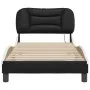 Bed frame with LED synthetic leather black white 80x200 cm by , Beds and slatted bases - Ref: Foro24-3213897, Price: 133,80 €...