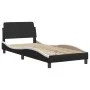 Bed frame with LED synthetic leather black white 80x200 cm by , Beds and slatted bases - Ref: Foro24-3213897, Price: 133,80 €...