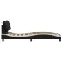 Bed frame with LED synthetic leather black white 80x200 cm by , Beds and slatted bases - Ref: Foro24-3213897, Price: 133,80 €...