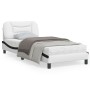 Estructura cama con LED cuero sintético blanco negro 90x200 cm de , Camas y somieres - Ref: Foro24-3213912, Precio: 176,27 €,...