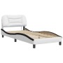 Estructura cama con LED cuero sintético blanco negro 90x200 cm de , Camas y somieres - Ref: Foro24-3213912, Precio: 176,27 €,...
