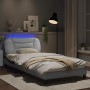 Estructura cama con LED cuero sintético blanco negro 100x200 cm de , Camas y somieres - Ref: Foro24-3213919, Precio: 163,08 €...