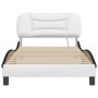Estructura cama con LED cuero sintético blanco negro 100x200 cm de , Camas y somieres - Ref: Foro24-3213919, Precio: 163,08 €...