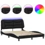 Bed frame with LED synthetic leather black white 120x200 cm by , Beds and slatted bases - Ref: Foro24-3213925, Price: 174,03 ...