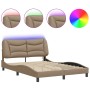 Estructura de cama con LED cuero sintético capuchino 140x190 cm de , Camas y somieres - Ref: Foro24-3213931, Precio: 227,83 €...